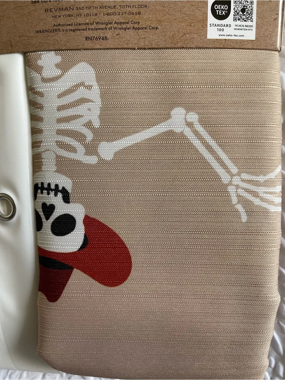 Wrangler Halloween Skeleton Shower Curtain 72” x 72” Set - NWT **